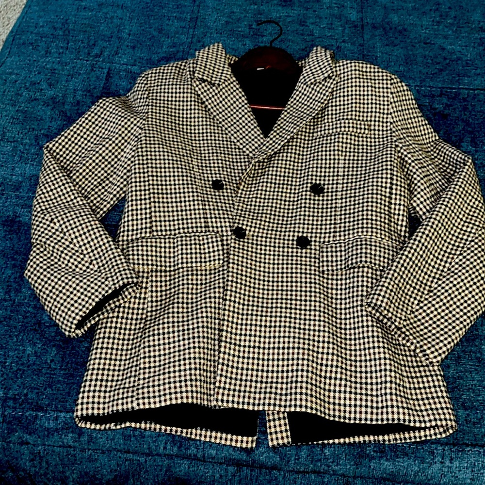 Double Breasted Gingham Blazer